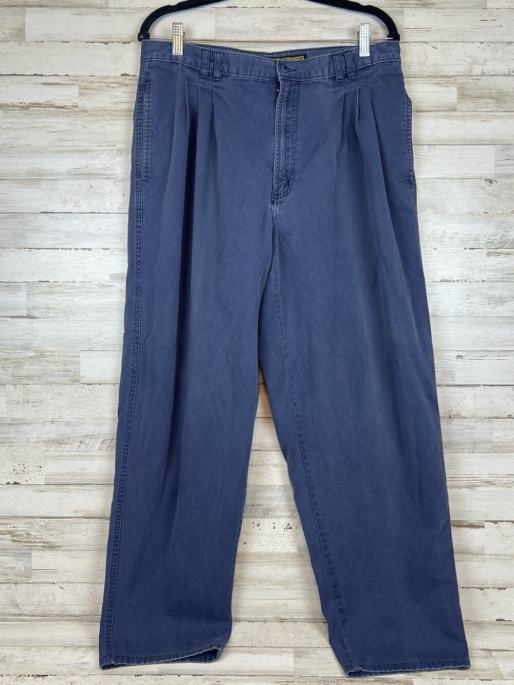 Vintage Bugle Boy Pleated Trousers Faded Blue Baggy Dad Pants 90s Y2K 36x29
